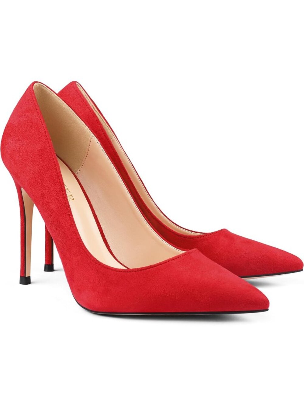 Women's Red Suede Pumps Pointed Toe Slip On Stiletto High Heel Party Dress Shoes